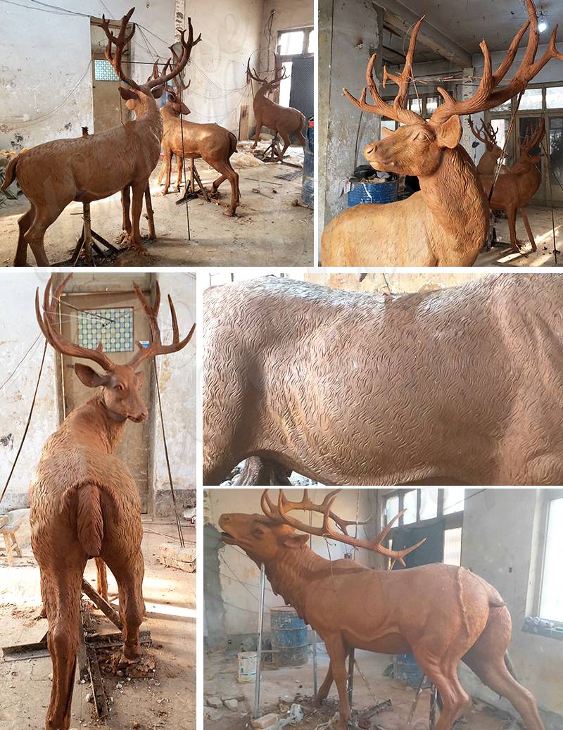 bronze deer statue clay model