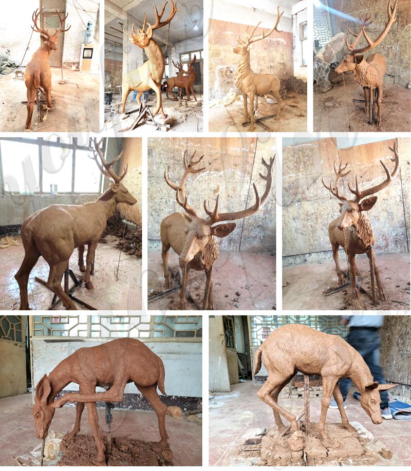 bronze deer statues clay model