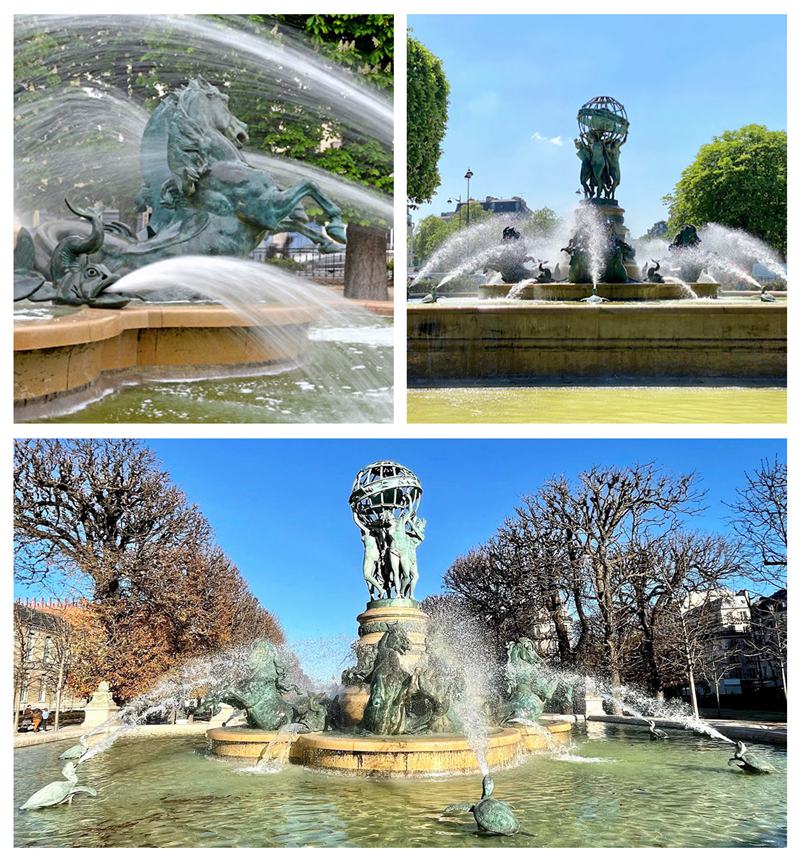bronze fountain Beautiful winter scene