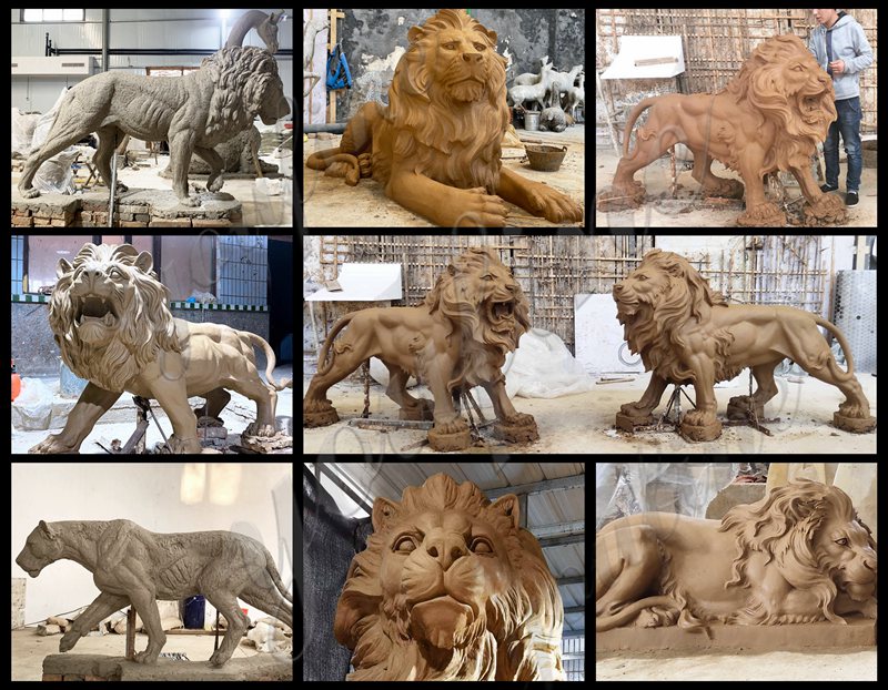 bronze lion clay model