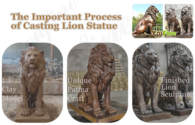 bronze lion garden lifesize statue