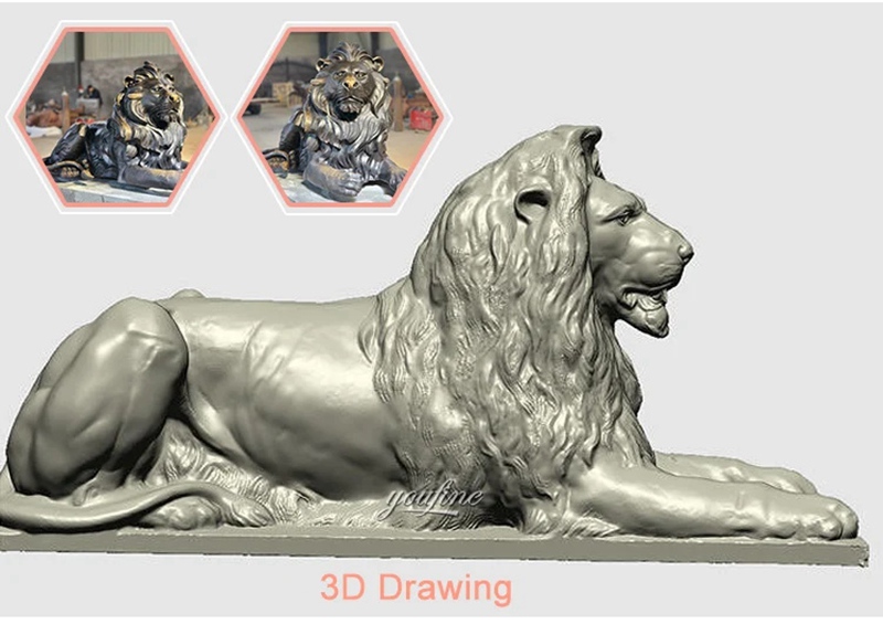 bronze lion statue design