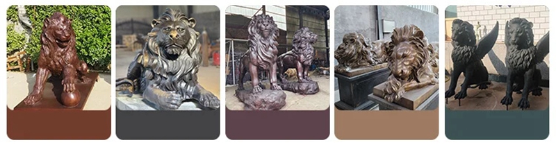 bronze lion statue patina