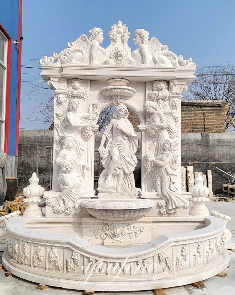 large Female Figure Sculpture Marble Wall Fountain
