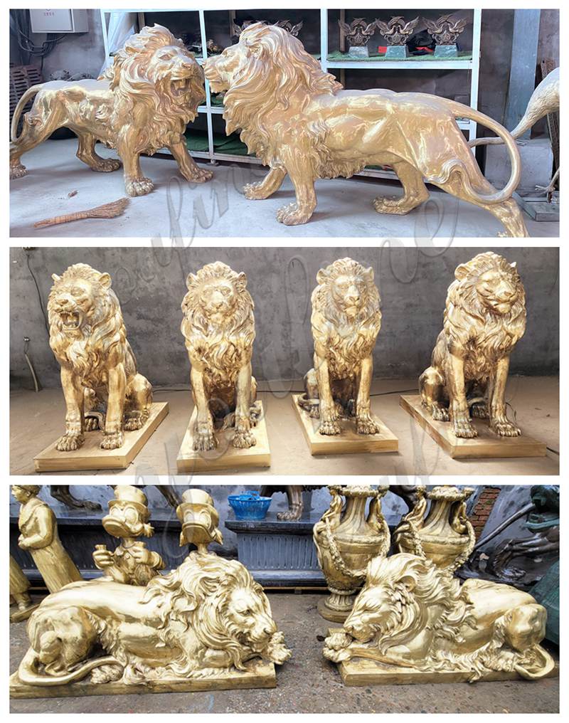 large bronze lion statue