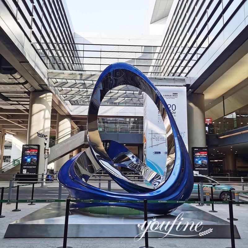 blue stainless stee sculpture