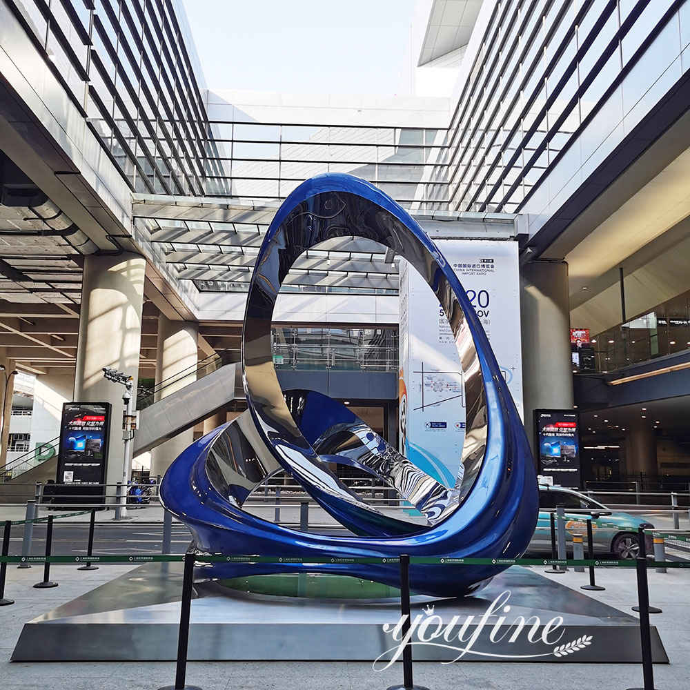 blue stainless stee sculpture