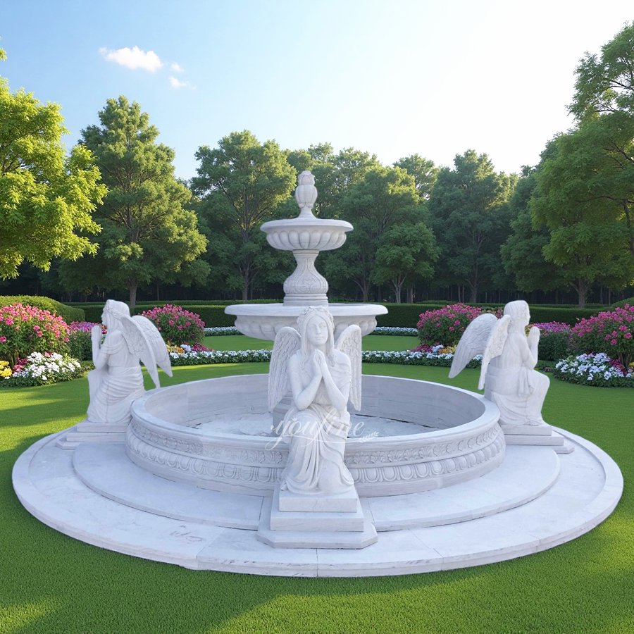 Hand Carved White Marble Angel Fountain MOK1-057