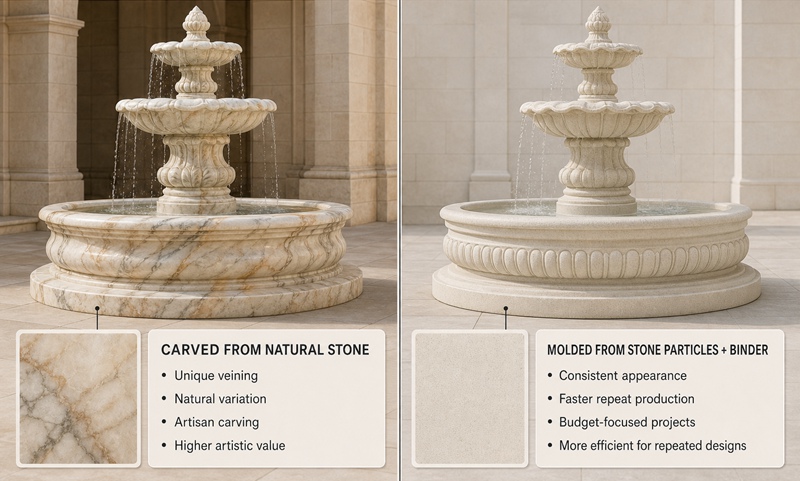 marble vs cast stone fountain