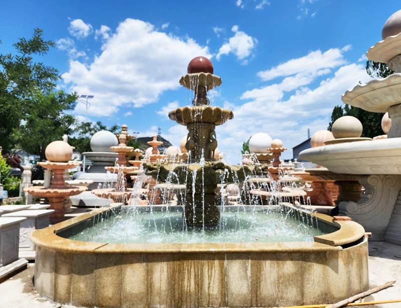 marble water globe fountain.