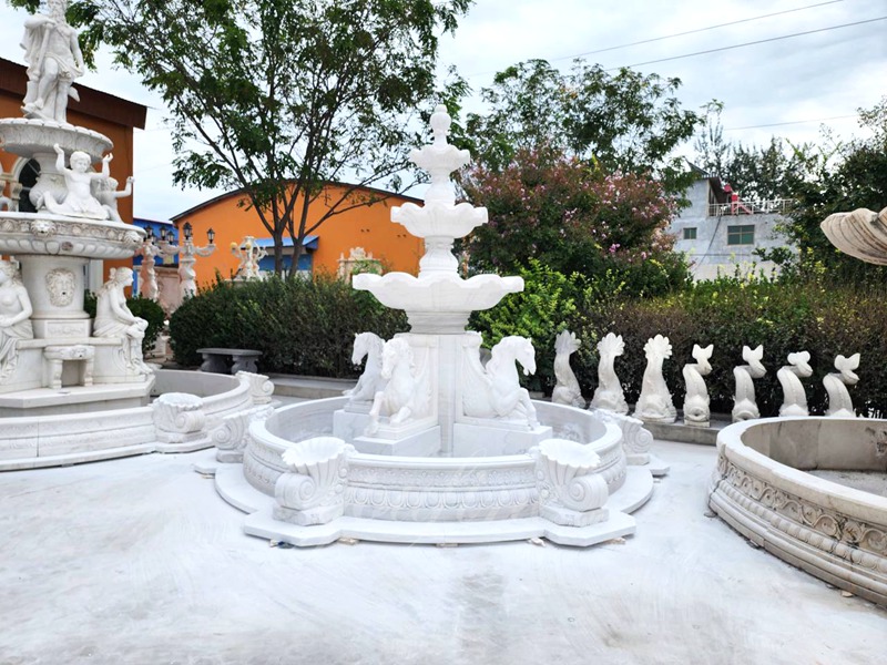 outdoor water fountain marble
