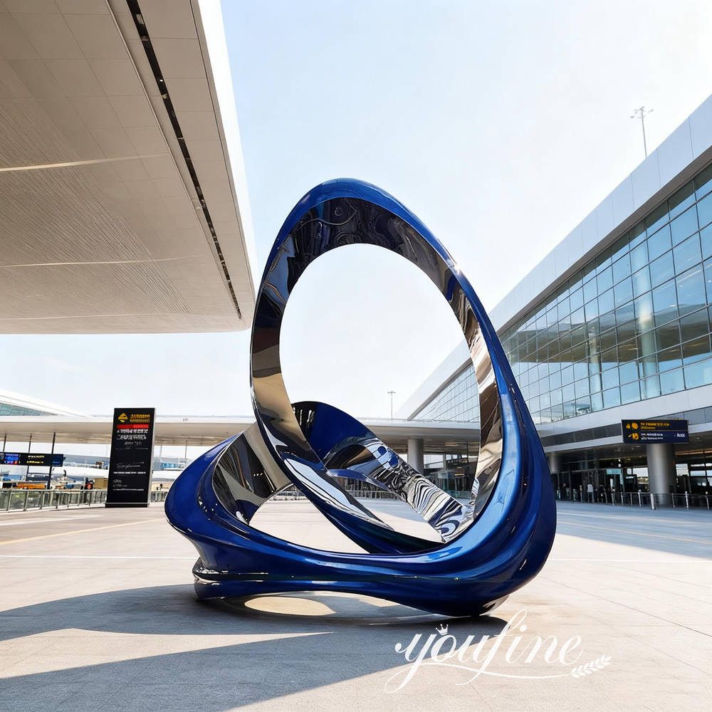 outdoor blue metal sculpture