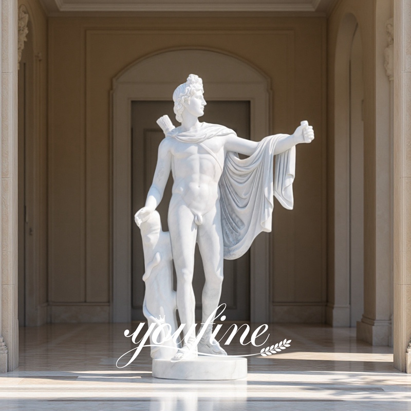 6 Feet Greek Marble Apollo Statue for villa