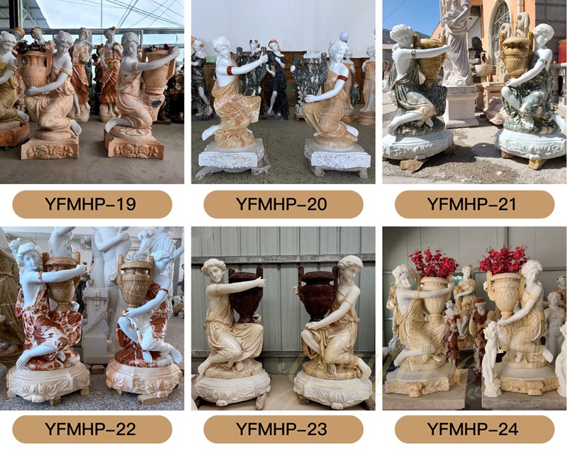 Hand Carved Marble Garden Pots for Outdoor