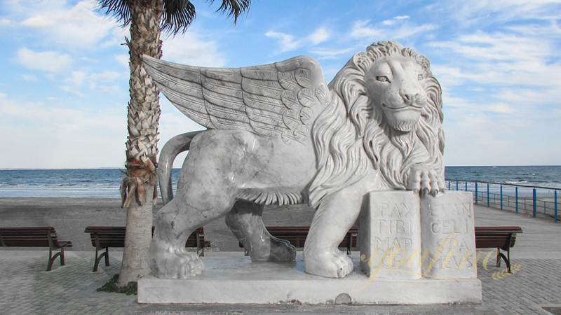 High Quality Marble Flying Lion Statue for Outdoor