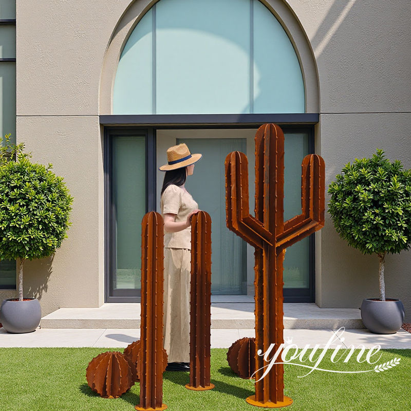 Large Corten Steel Cactus Sculpture