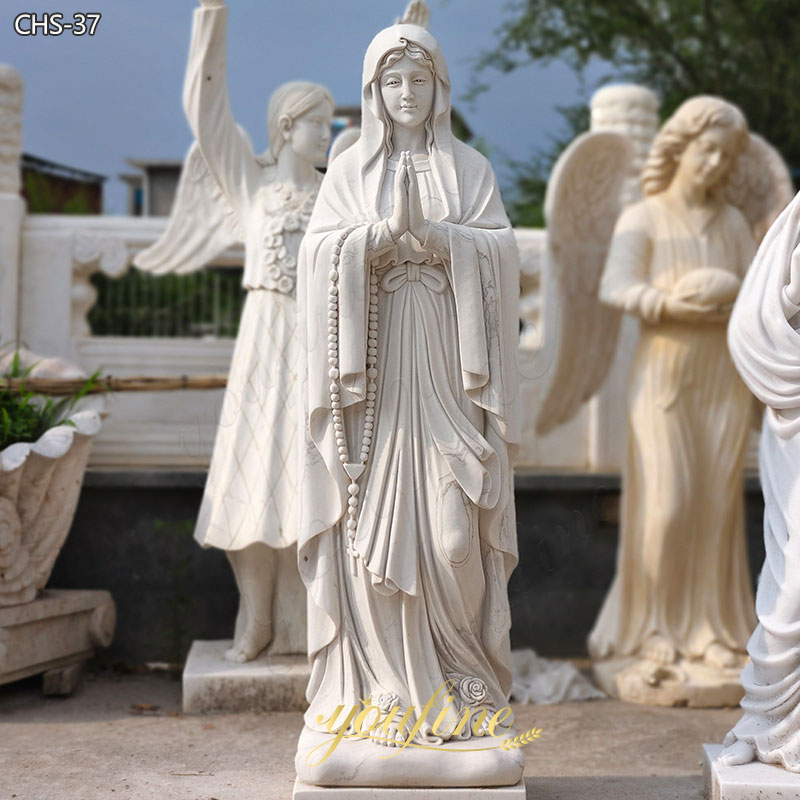 Life Size Outdoor white Marble Stone Virgin Mary Statue