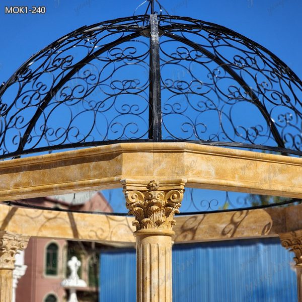 Magnificent Dark Beige Marble Large Outdoor Gazebo for Sale