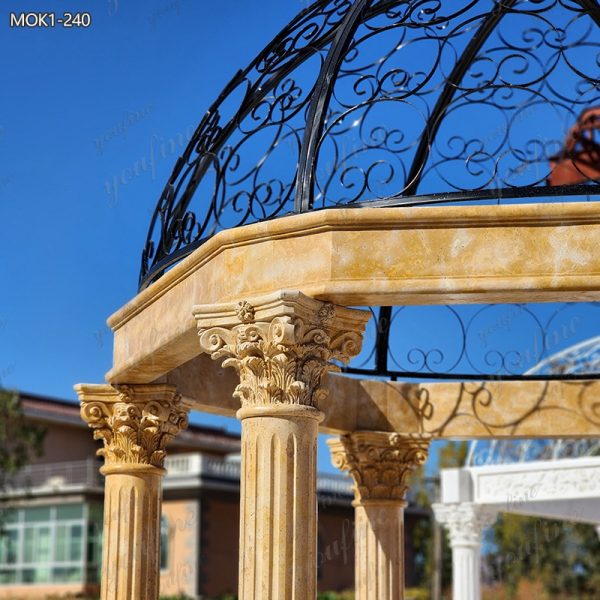 Magnificent Dark Beige Marble Large Outdoor Gazebo for Sale