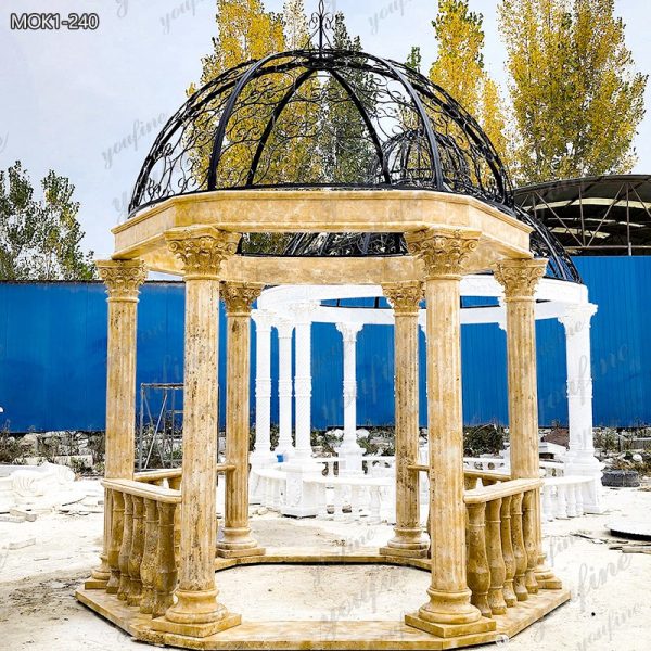 Magnificent Dark Beige Marble Large Outdoor Gazebo for Sale