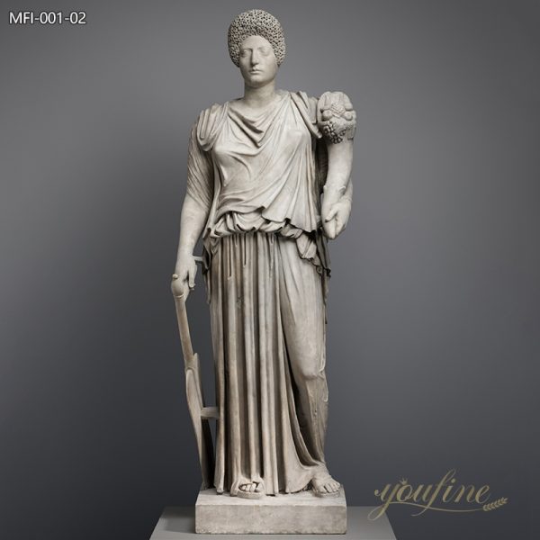 Roman Tyche White Marble Fortuna Goddess Statue for Sale