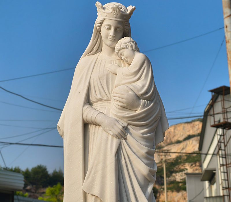 marble Our Lady Seat of Wisdom sculpture