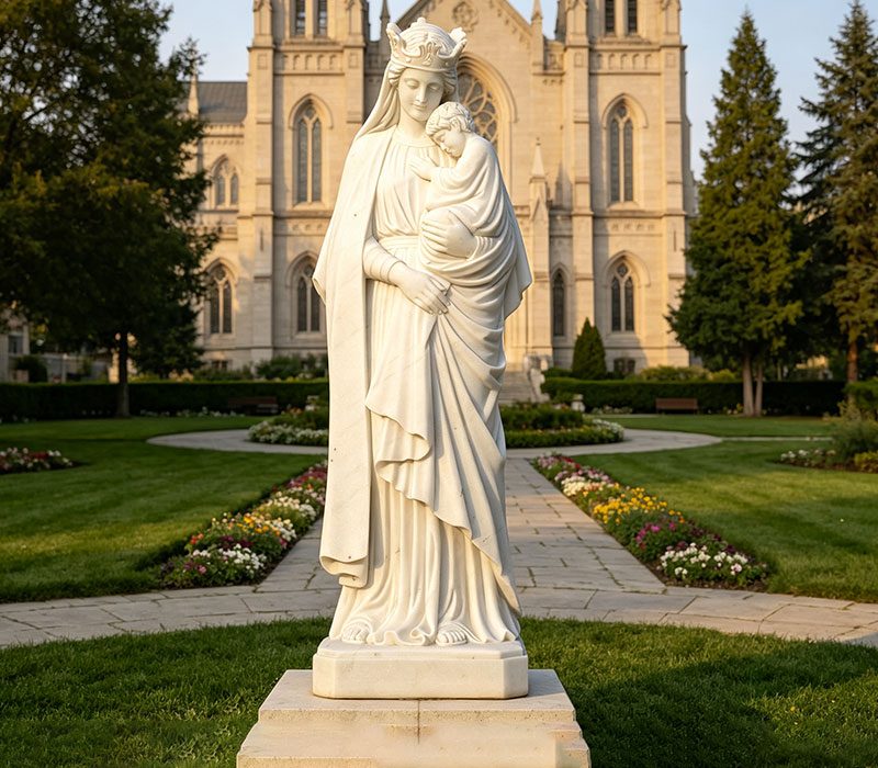 Marble Our Lady Seat of Wisdom Statue
