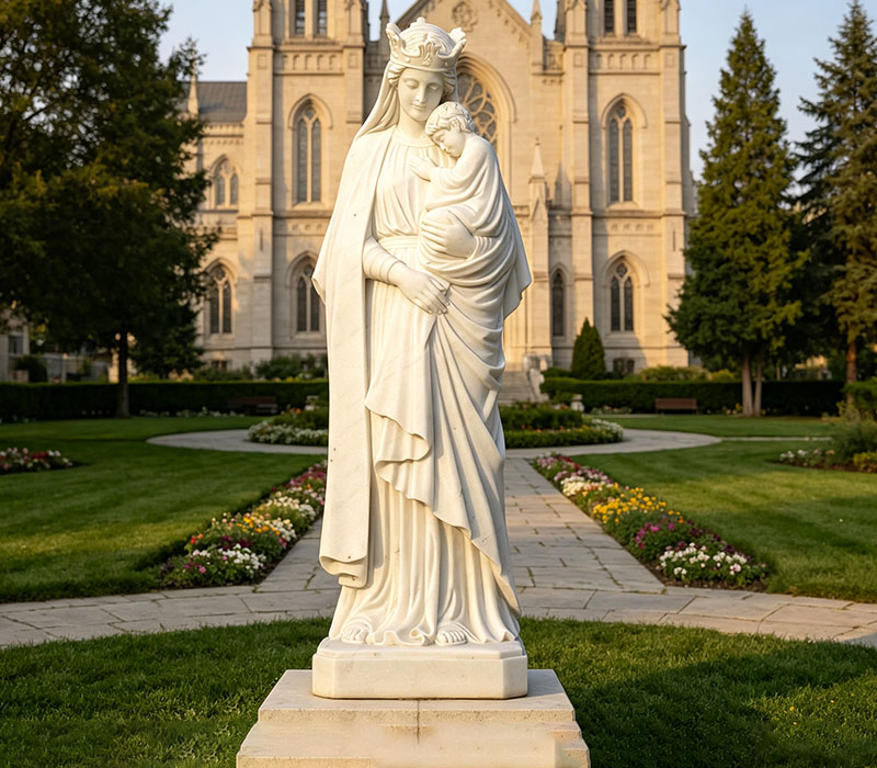 Marble Our Lady Seat of Wisdom Statue