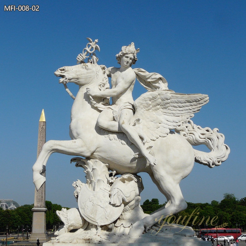 Fame of Louis XIV Riding Pegasus Marble Statue for Sale