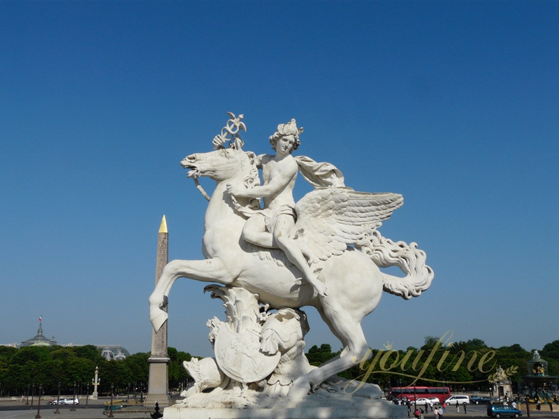 Fame of Louis XIV Riding Pegasus Marble Statue for Sale