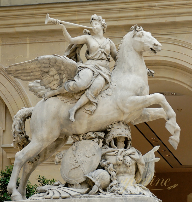 Fame of Louis XIV Riding Pegasus Marble Statue for Sale