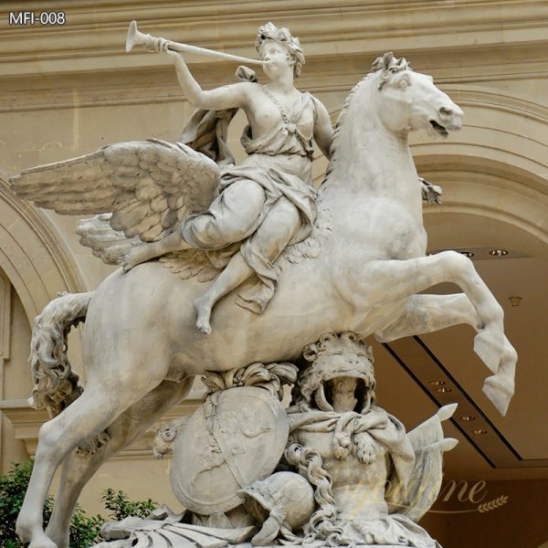 Fame of Louis XIV Riding Pegasus Marble Statue for Sale