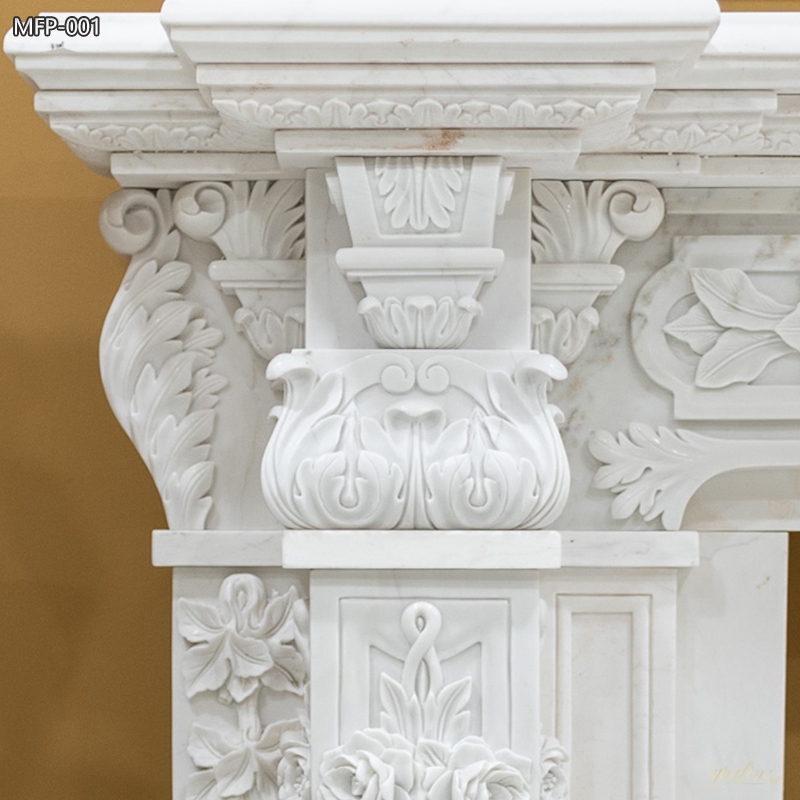 Hand Carved Renaissance Marble Fireplace for Home Decor