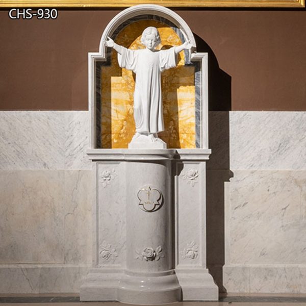 High Quality White Marble Shrine with Statue for Church