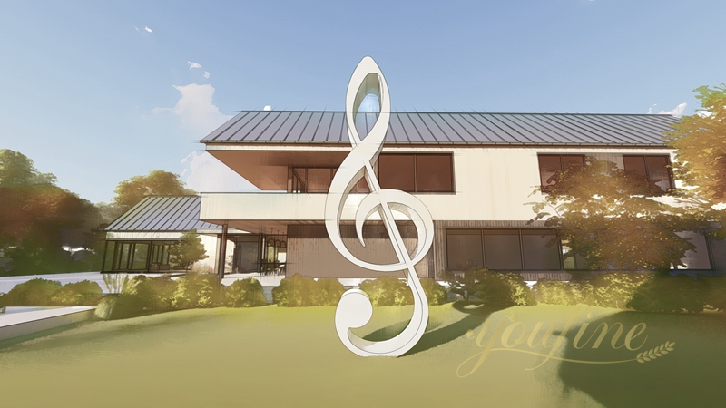 Large Stainless Steel Musical Note Sculpture Outdoor Lawn Decor