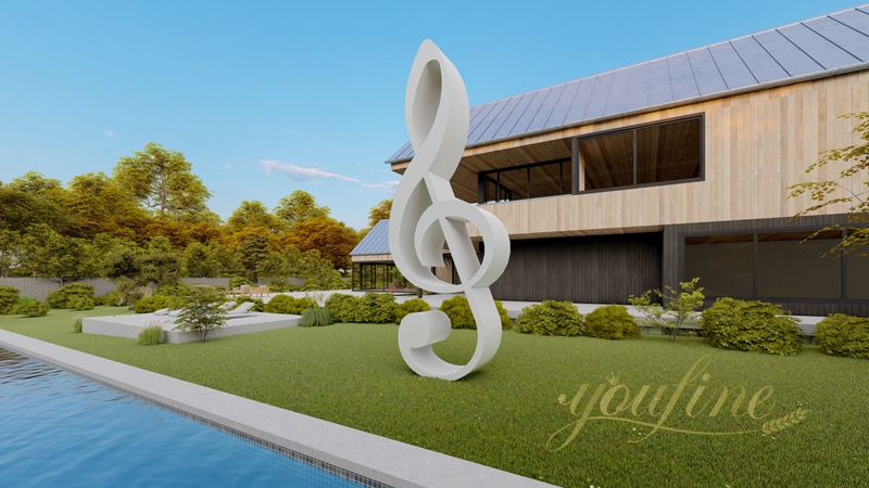 Large Stainless Steel Musical Note Sculpture Outdoor Lawn Decor