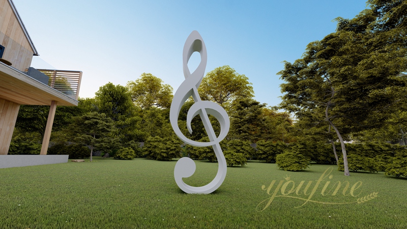 Large Stainless Steel Musical Note Sculpture Outdoor Lawn Decor
