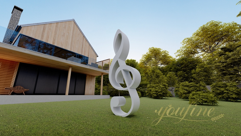 Large Stainless Steel Musical Note Sculpture Outdoor Lawn Decor