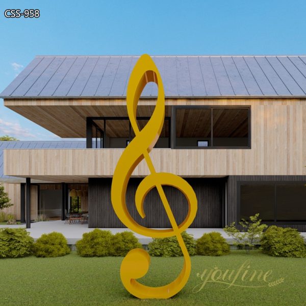 Large Stainless Steel Musical Note Sculpture Outdoor Lawn Decor
