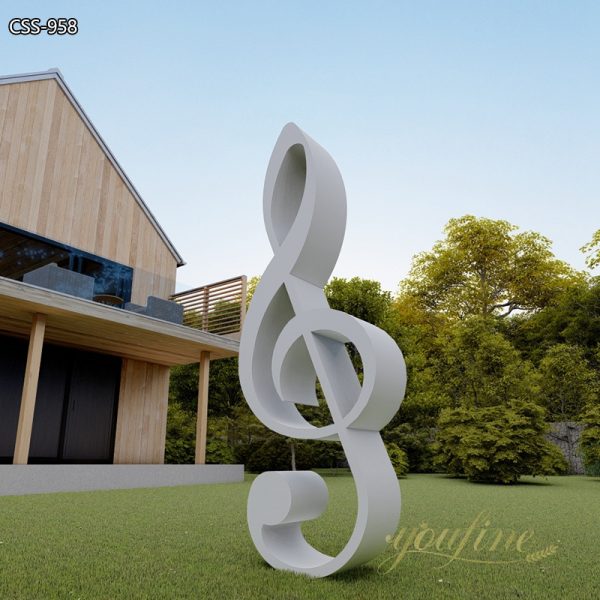 Large Stainless Steel Musical Note Sculpture Outdoor Lawn Decor