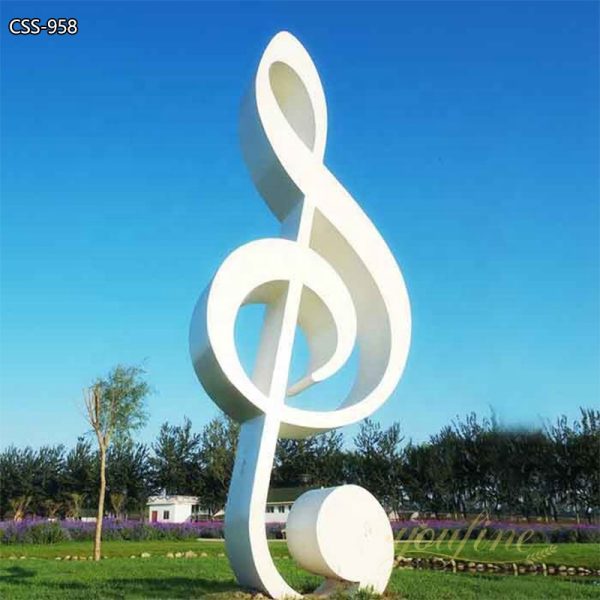 Large Stainless Steel Musical Note Sculpture Outdoor Lawn Decor