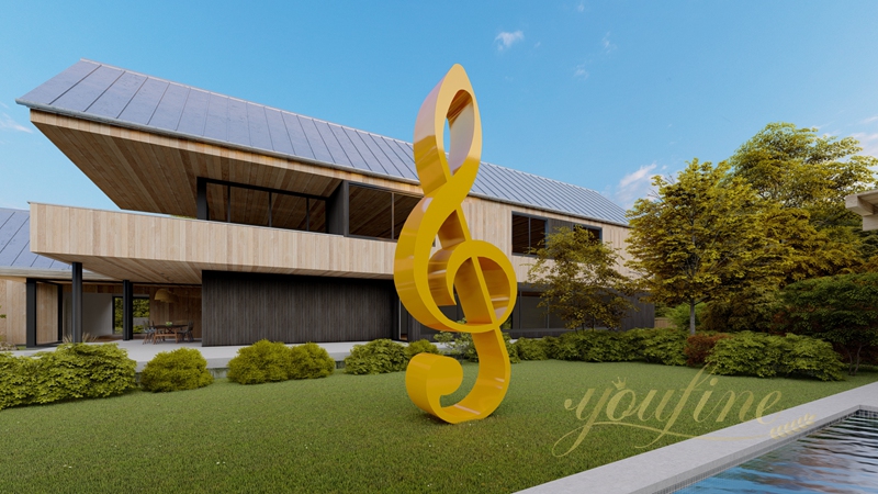 Large Stainless Steel Musical Note Sculpture Outdoor Lawn Decor