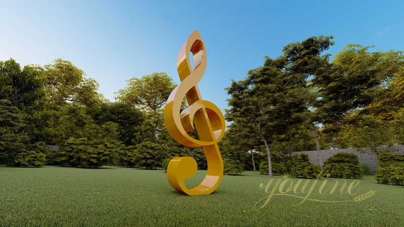 Large Stainless Steel Musical Note Sculpture Outdoor Lawn Decor