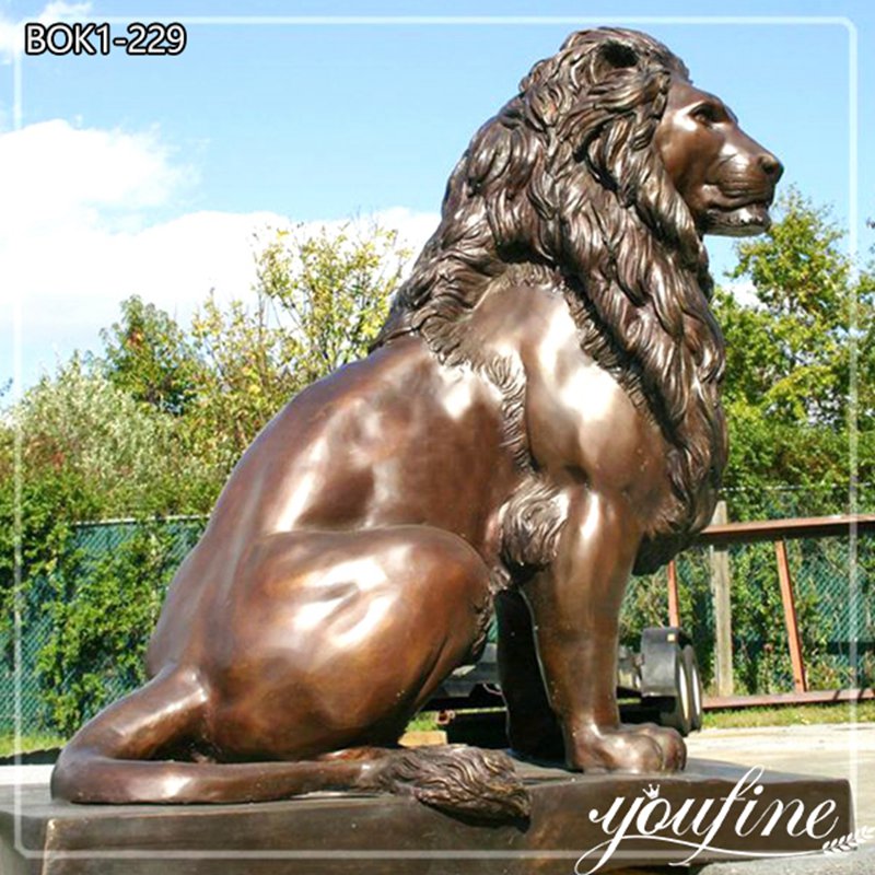 Life Size Sitting Bronze Lion Statue Outdoor Decor for Sale BOK1-229