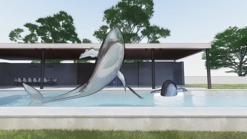 Mirror Polish Large Stainless Steel Whale Sculpture for Sale