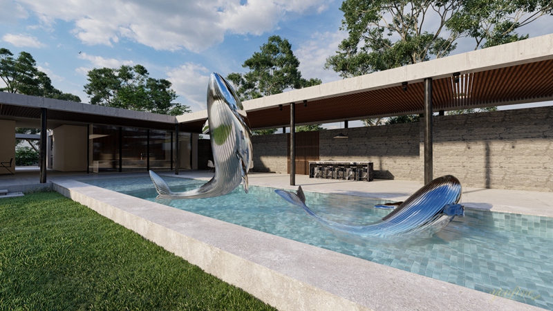 Mirror Polish Large Stainless Steel Whale Sculpture for Sale