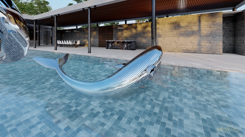 Mirror Polish Large Stainless Steel Whale Sculpture for Sale