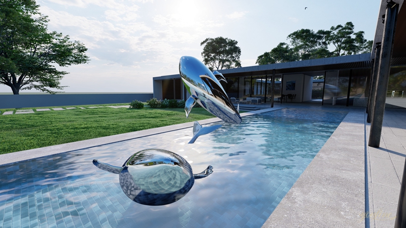 Mirror Polish Large Stainless Steel Whale Sculpture for Sale