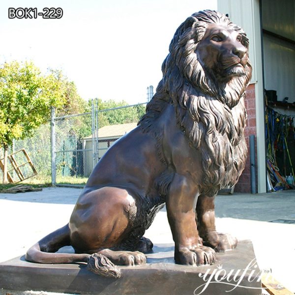 Sitting Bronze Lion Sculpture