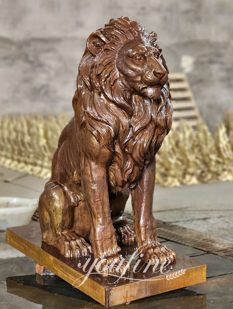 Sitting Bronze Lion Sculture
